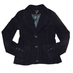H&M Black Corduroy Blazer Jacket Women’s Size 8 Preppy Casual Chic Lightweight